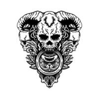 skull tattoo isolated white background suitable for the logo vector