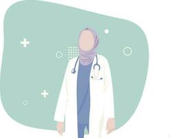 Illustration character doctor muslim woman isolated vector