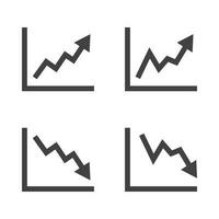 Graph chart going up and down sign arrows flat design vector illustration.