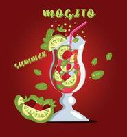 SUMMER, MOJITO, DRINK, COCKTAIL, SEA, RESTAURANT, STRAWBERRY vector