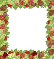 strawberry, lemon, pattern, print, green, frame vector