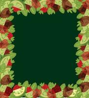 strawberry, lemon, pattern, print, green, frame vector