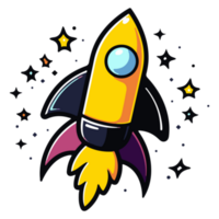 Colorful cartoon rocket. ai generative png