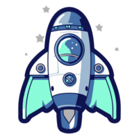 Colorful cartoon rocket. ai generative png