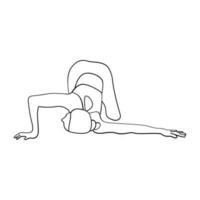 Woman sport activities yoga line art style vector