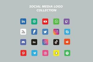 Popular social network logo icons vector