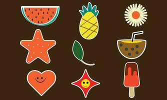 Set of Summer stickers, badges and design elements. Retro beach emblems vector