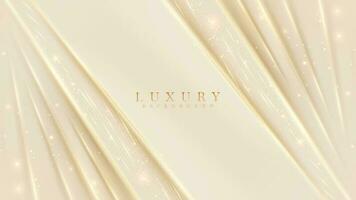 Golden lines luxury on cream color background. elegant realistic paper cut style 3d. Vector illustration about soft and beautiful feeling.