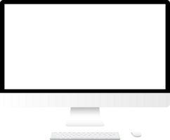 Desktop computer. Screen device mockup blank monitor.3d white screen. Isolated illustration. png