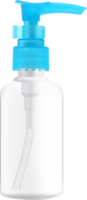 Cosmetic bottle with dispenser for soap and cosmetics. Mockup of packaging for liquids. 3d illustration png