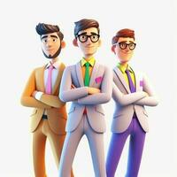 team of young businessmen. 3d illustration. 3d rendering. teamwork.ai generation photo