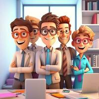 team of young businessmen. 3d illustration. 3d rendering. teamwork.ai generation photo