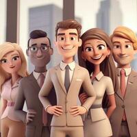 team of young businessmen. 3d illustration. 3d rendering. teamwork.ai generation photo