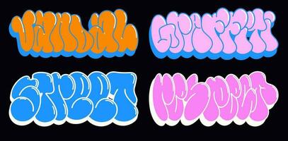 multicolored background, graffiti letters, bright colored inscriptions in the style of graffiti street art vector