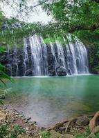 Beautiful natural scenery of clear flowing water at the Gedus Waterfall tourist destination, Tasikmalaya, West Java, Indonesia photo