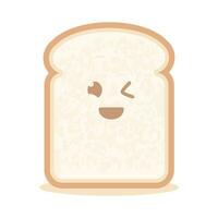 blanco un pan rebanada linda personaje mascota con sonriente cara vector plano diseño ilustración modelo gratis editable