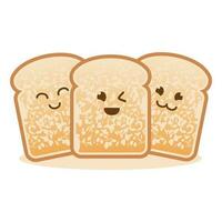 Wheat Bread Toast Slice Cute Character mascot set with various smiling face vector flat design illustration template free editable