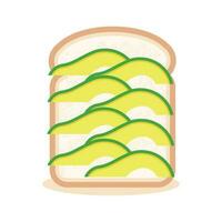 White Bread Slice and avocado slice on top Cartoon Character mascot with smiling face vector flat design illustration template free editable