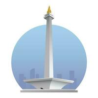 Monas Monument of Indonesia country historical nation landmark free vector design illustration
