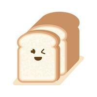 White Bread Slice Cute Cartoon Character mascot with smiling face vector flat design illustration template free editable