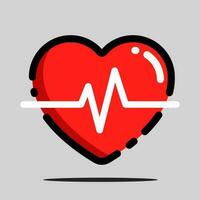 filled outline  heart  pulse  vector icon flat design