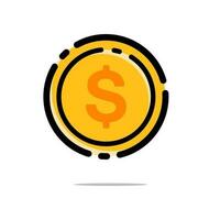 filled outline coin vector icon flat design