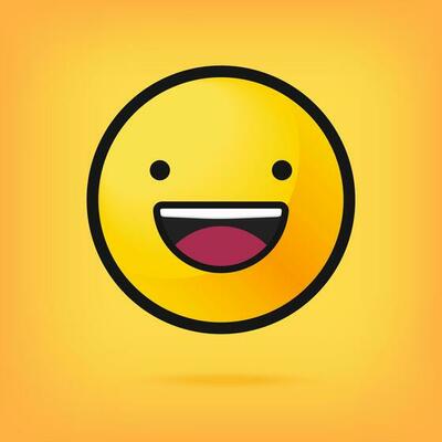 Smiling yellow emoticon on a yellow background