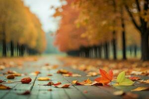 Colorful backround image of fallen autumn leaves. AI Generated photo