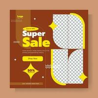 Super sale post banner template design vector