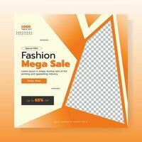 Fashion mega sale post banner template vector