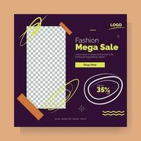 Fashion mega sale square flyer template vector