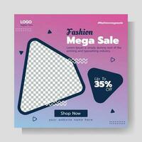 Fashion Mega sale social media post banner template vector