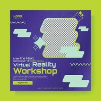 Virtual reality workshop post banner template vector