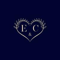 EC floral love shape wedding initial logo vector