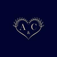 AC floral love shape wedding initial logo vector