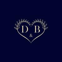 DB floral love shape wedding initial logo vector