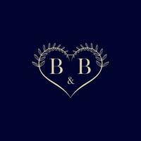 BB floral love shape wedding initial logo vector