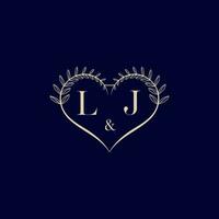 LJ floral love shape wedding initial logo vector