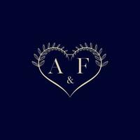 AF floral love shape wedding initial logo vector