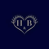 HB floral love shape wedding initial logo vector