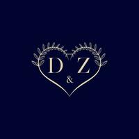 DZ floral love shape wedding initial logo vector