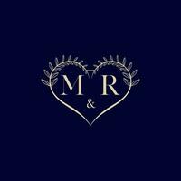 MR floral love shape wedding initial logo vector