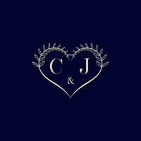 CJ floral love shape wedding initial logo vector