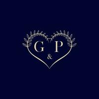 GP floral love shape wedding initial logo vector