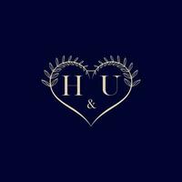 HU floral love shape wedding initial logo vector