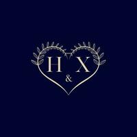 HX floral love shape wedding initial logo vector