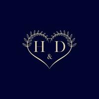 HD floral love shape wedding initial logo vector