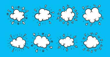 Comic Cloud Collection Set of Thin Line Vector