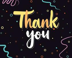 A Thank You Card Design Adorned with Graphic Elements and Artful 'Thank You' Lettering vector