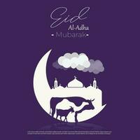 festivo saludos eid Alabama adha Mubarak social medios de comunicación bandera modelo vector